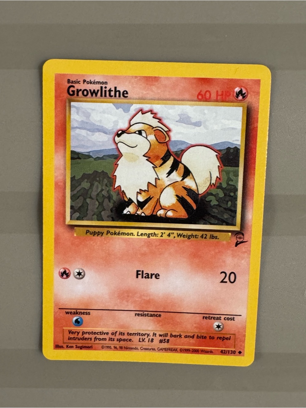 Pokemon Growlithe Red Orange Yellow Trading Card